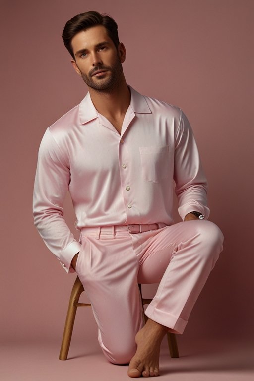 Sleepwear, Relaxed Fit Satin Set – Pink Benjima - Image 3