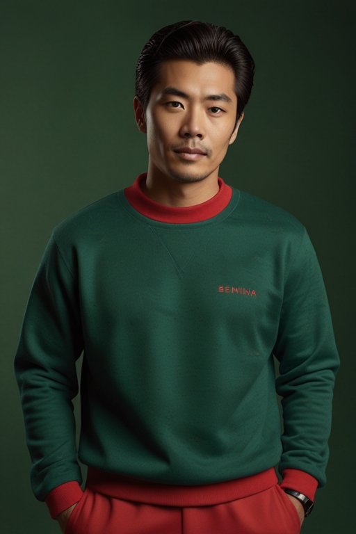 Sweatshirt, Premium Fleece Crewneck – Red Green Benjima - Image 2
