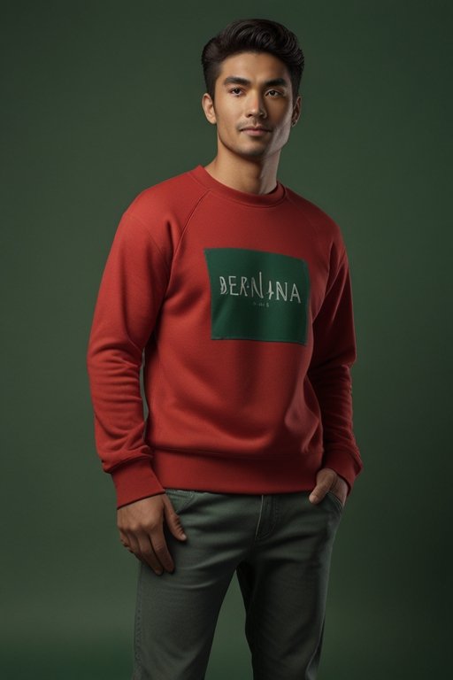Sweatshirt, Premium Fleece Crewneck – Red Green Benjima - Image 3