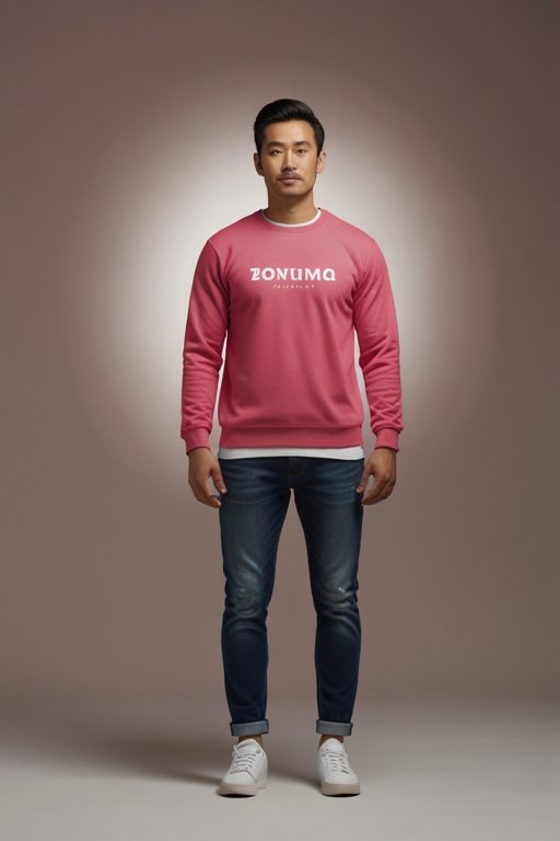Sweatshirt, Minimalist Crewneck – Pink Benjima - Image 3