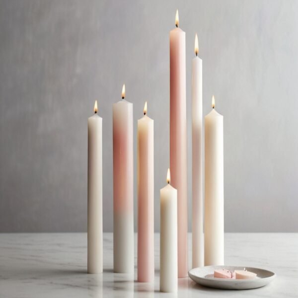 Benjima Taper Candles – Graceful Glow in White & Pink