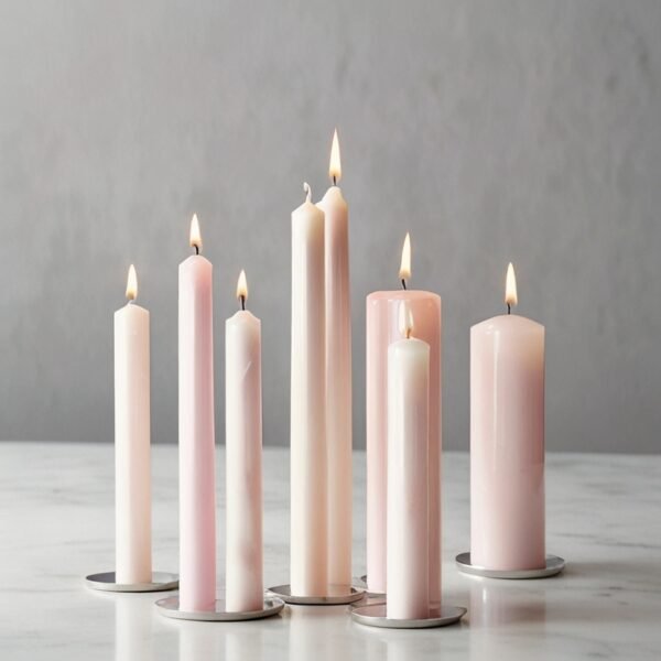 Benjima Taper Candles – Graceful Glow in White & Pink