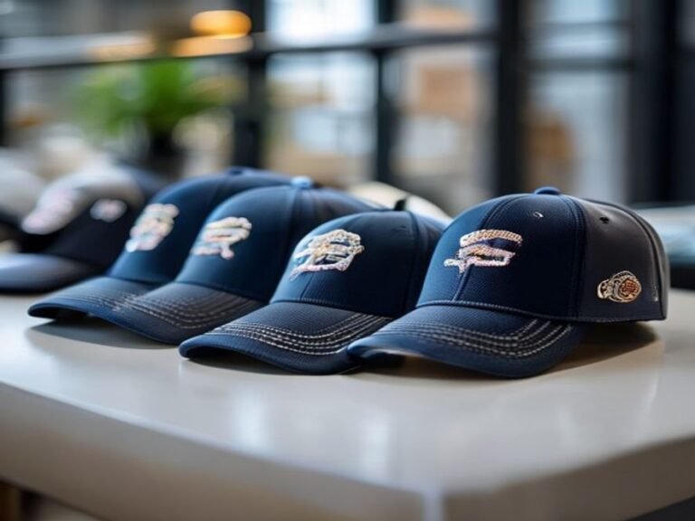 Team baseball caps with embroidery