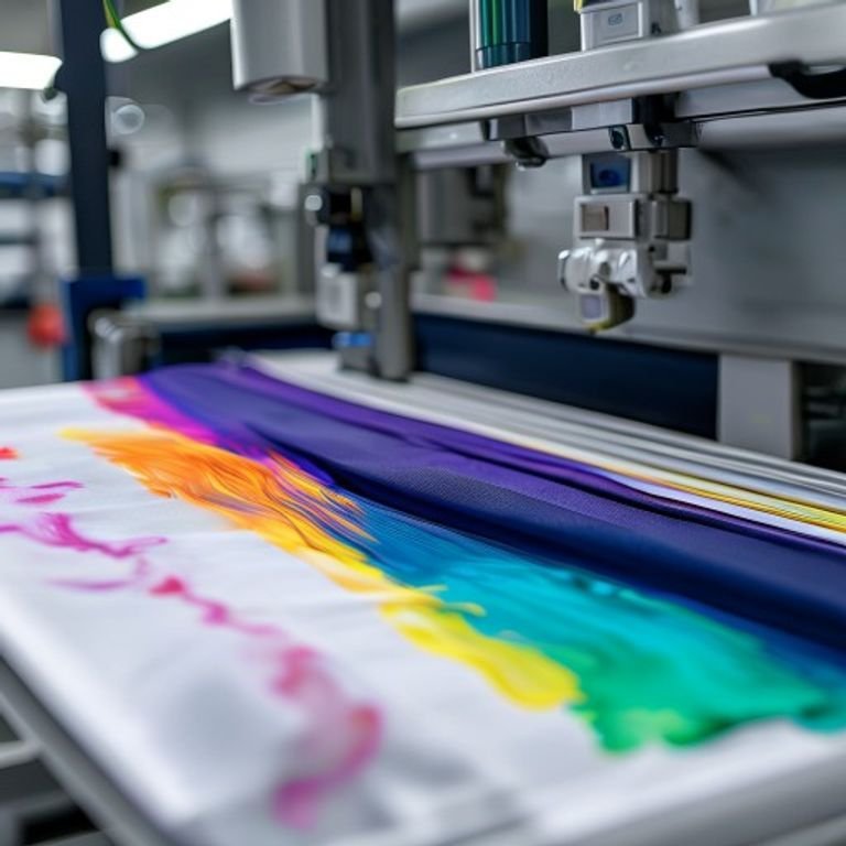 Sublimation printing process transferring designs onto polyester soccer jersey fabric.