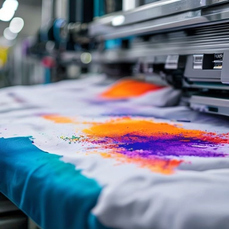 Sublimation printing process transferring designs onto polyester soccer jersey fabric.