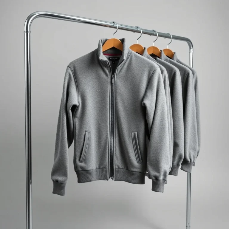 {color} brushed cotton fleece zip front jacket made by Benjima