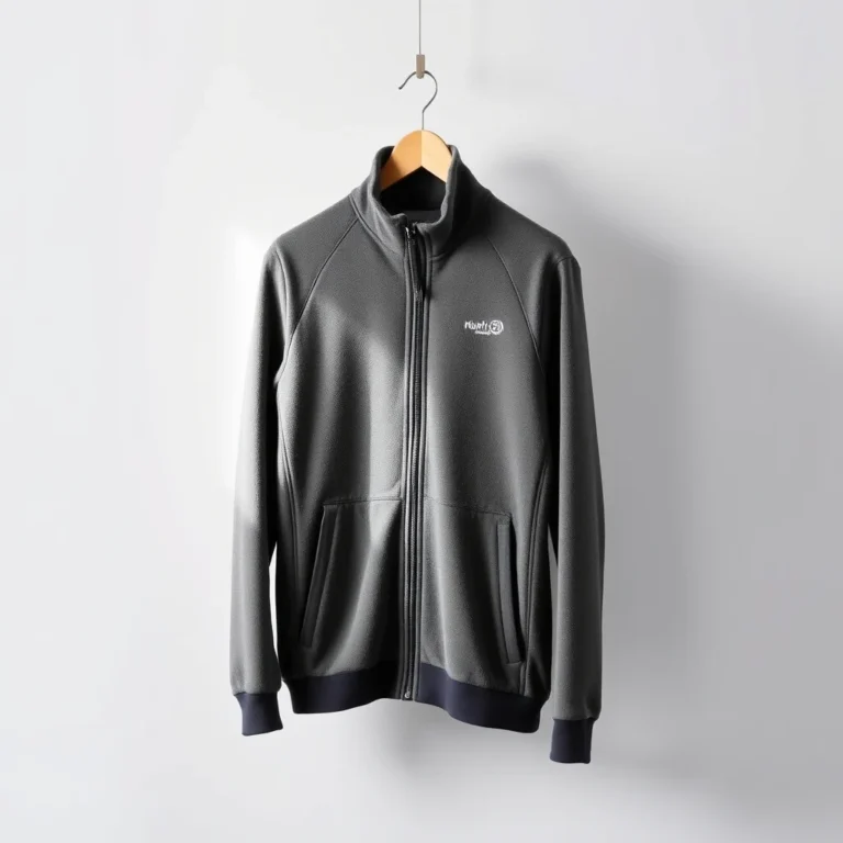 {color} brushed cotton fleece zip front jacket made by Benjima