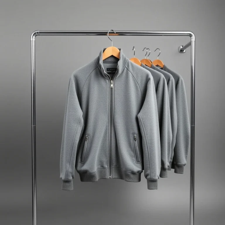 {color} brushed cotton fleece zip front jacket made by Benjima
