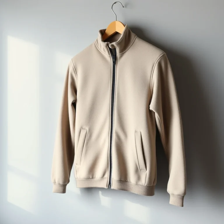 {color} brushed cotton fleece zip front jacket made by Benjima