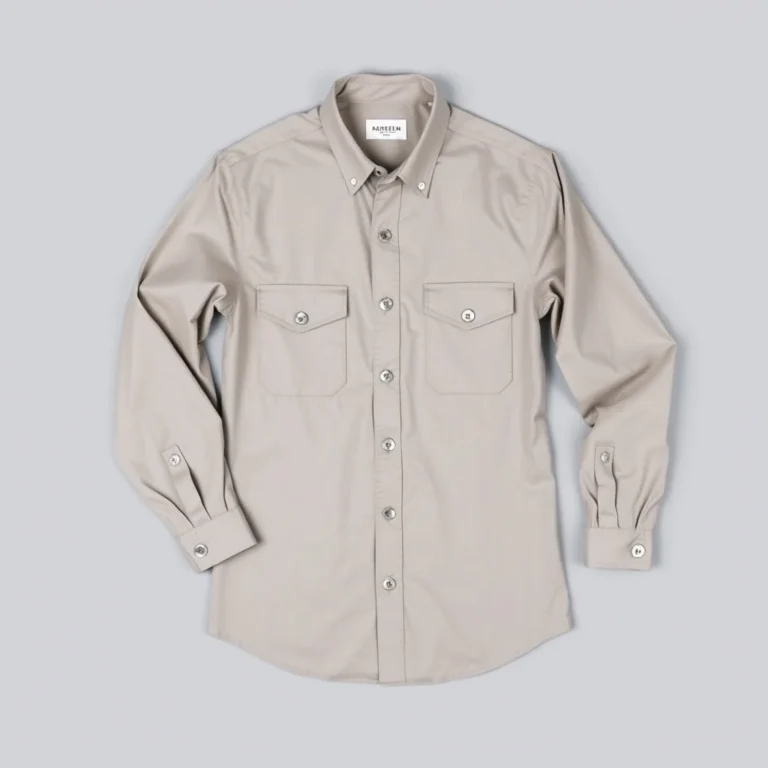 {color} nylon spandex four way stretch button down work shirt made by Benjima