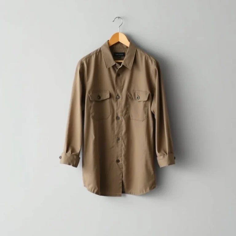 {color} nylon spandex four way stretch button down work shirt made by Benjima