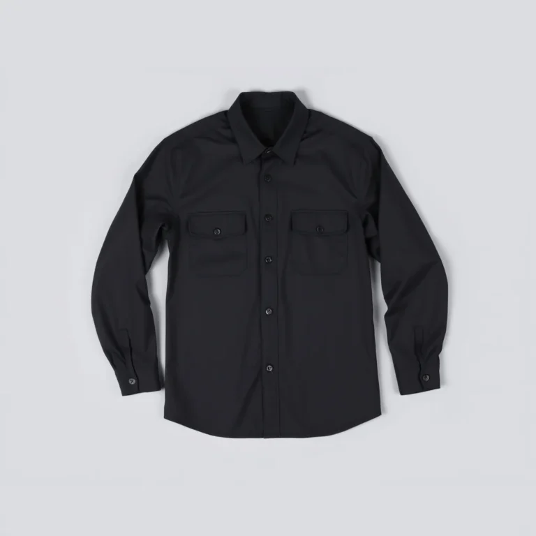 {color} nylon spandex four way stretch button down work shirt made by Benjima