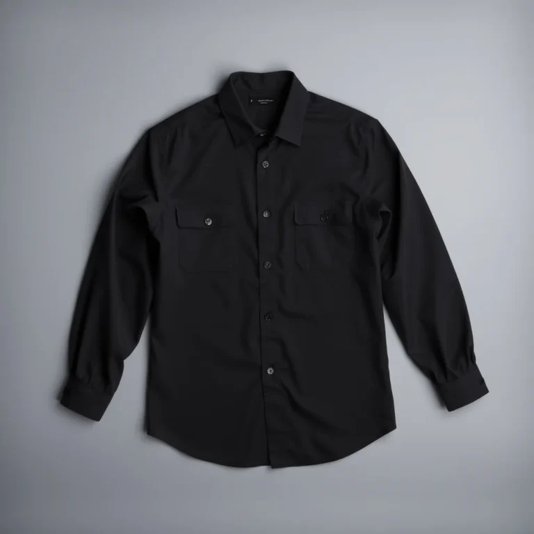 {color} nylon spandex four way stretch button down work shirt made by Benjima