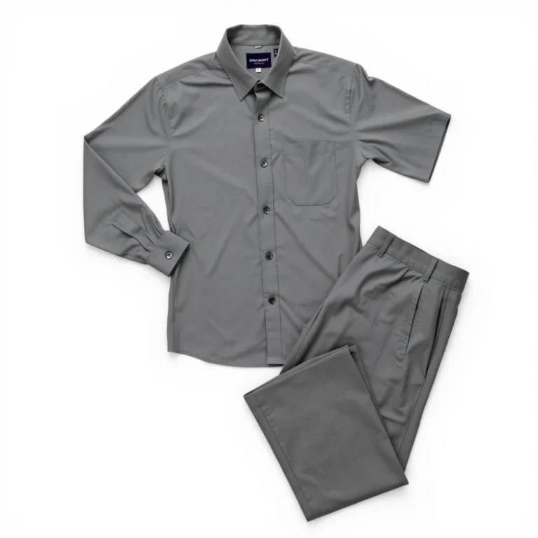 {color} polyester interlock two piece corporate uniform set made by Benjima