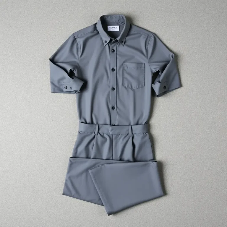 {color} polyester interlock two piece corporate uniform set made by Benjima