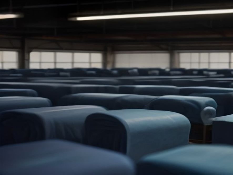 Fabric pieces laid out on a factory table during the production of custom football tracksuits.
