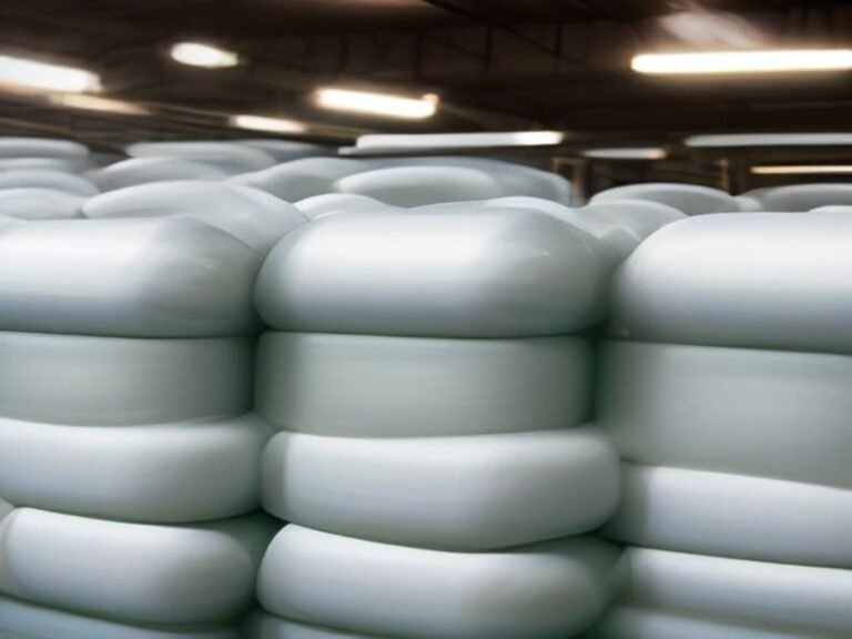 Fabric rolls in warehouse