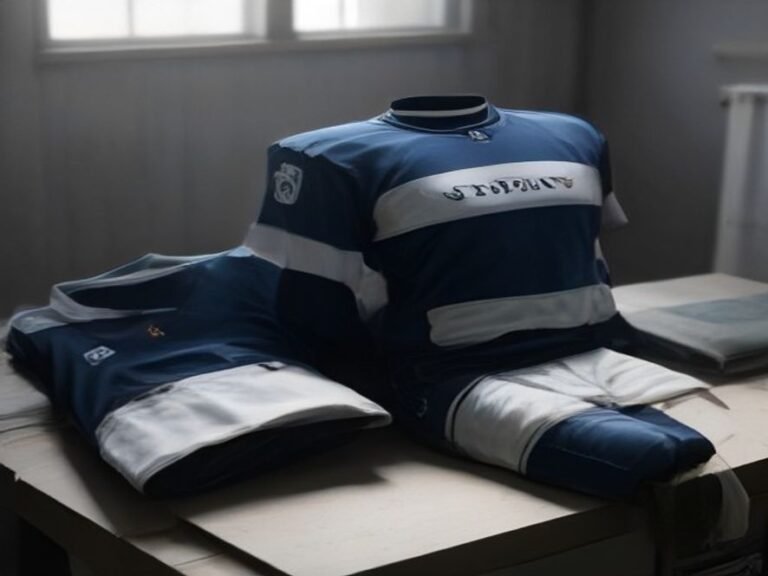 Professional football jerseys and shorts prepared for a team apparel order