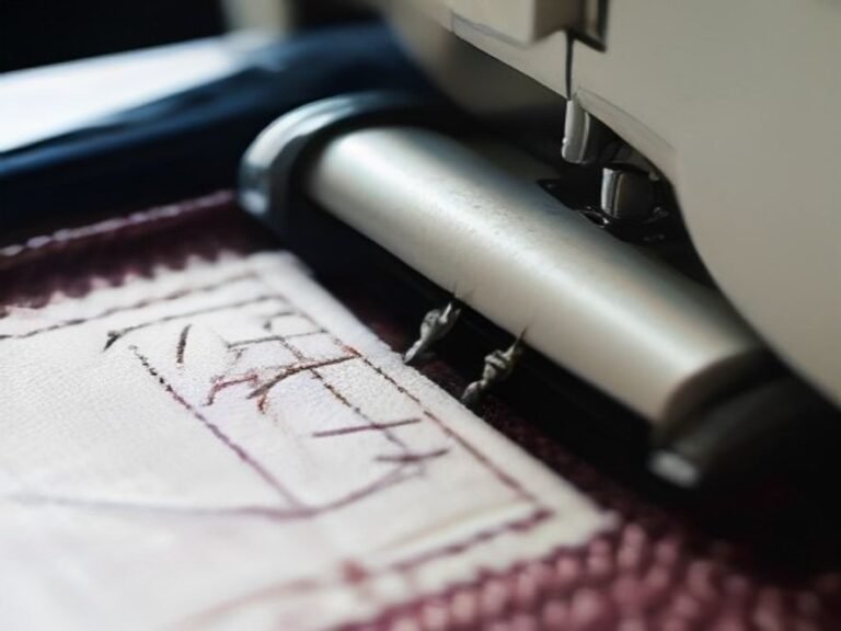 Embroidery process close up